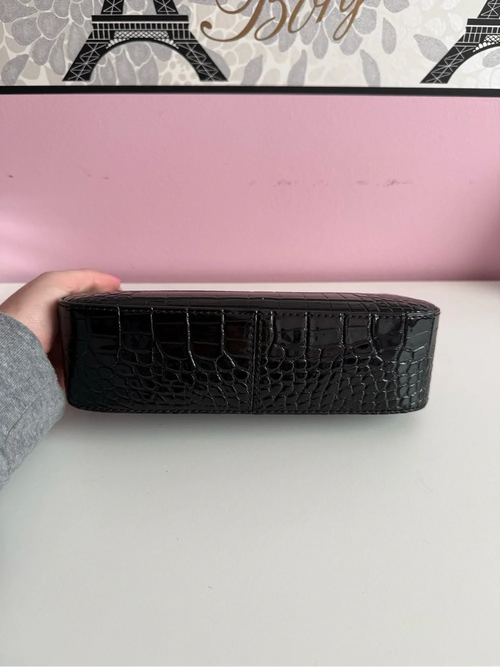 Michael Kors Black Croc-Embossed Mini Top-Handle Bag